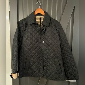 Burberry Brit Black Quilted Jacket Nova Check Lined Women’s Medium